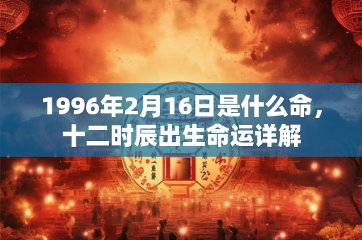 1996年2月16日是什么命，十二时辰出生命运详解