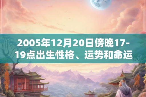 2005年12月20日傍晚17-19点出生性格、运势和命运