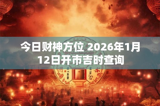 今日财神方位 2026年1月12日开市吉时查询