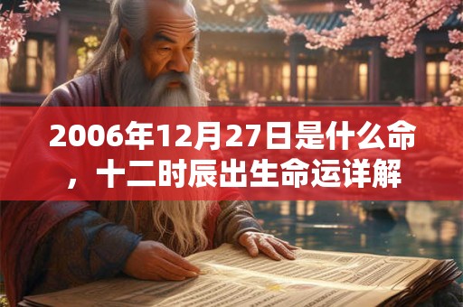 2006年12月27日是什么命，十二时辰出生命运详解