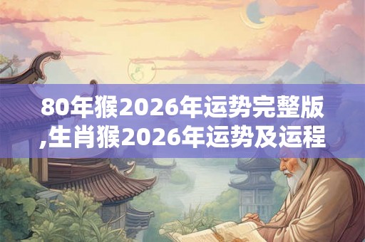 80年猴2026年运势完整版,生肖猴2026年运势及运程详解1980