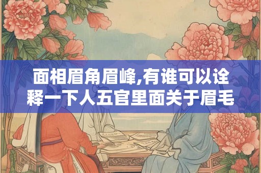 面相眉角眉峰,有谁可以诠释一下人五官里面关于眉毛的讲究
