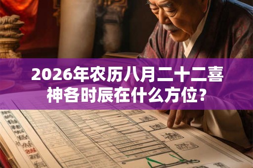 2026年农历八月二十二喜神各时辰在什么方位？