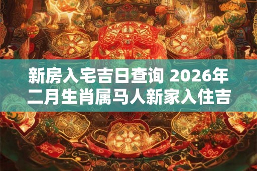 新房入宅吉日查询 2026年二月生肖属马人新家入住吉日