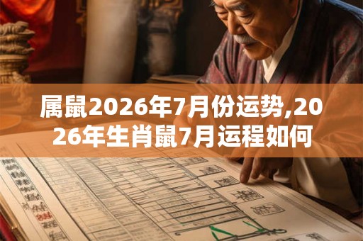属鼠2026年7月份运势,2026年生肖鼠7月运程如何
