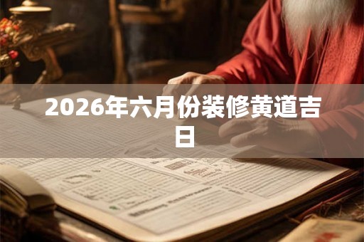 2026年六月份装修黄道吉日