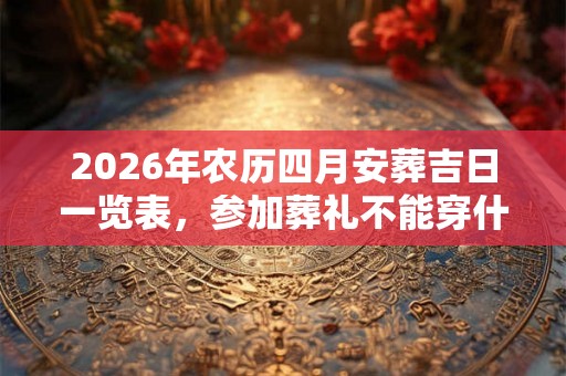 2026年农历四月安葬吉日一览表,参加葬礼不能穿什么颜色的衣服? 2026年农历四月安葬吉日一览表,参加葬礼不能穿什么颜色的衣服?