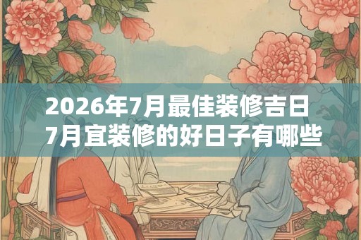2026年7月最佳装修吉日  7月宜装修的好日子有哪些
