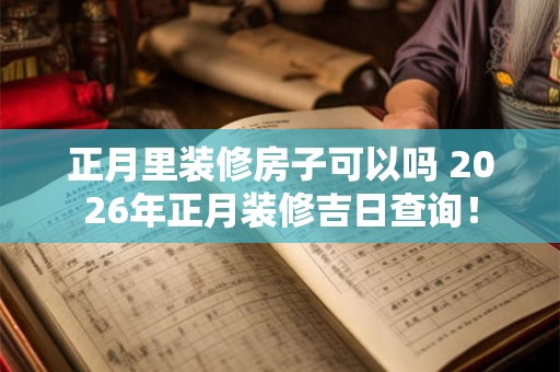 正月里装修房子可以吗 2026年正月装修吉日查询！
