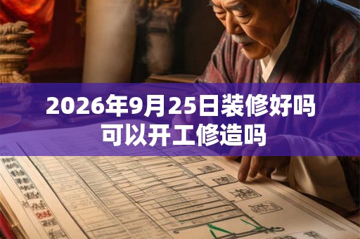 2026年9月25日装修好吗 可以开工修造吗 2026年9月25日装修好吗 可以开工修造吗
