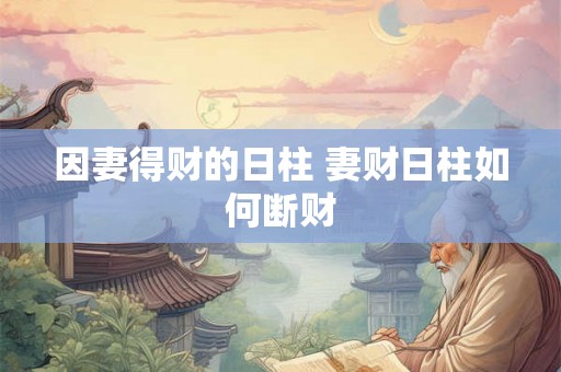 因妻得财的日柱 妻财日柱如何断财 因妻得财的日柱 妻财日柱如何断财