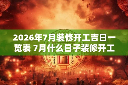 2026年7月装修开工吉日一览表 7月什么日子装修开工吉利