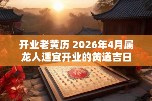 开业老黄历 2026年4月属龙人适宜开业的黄道吉日