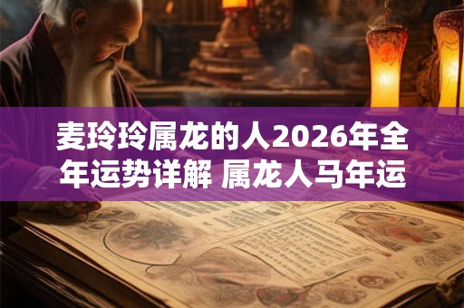 麦玲玲属龙的人2026年全年运势详解 属龙人马年运程及每月运势