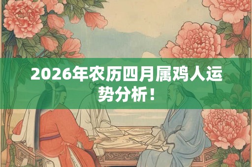 2026年农历四月属鸡人运势分析！