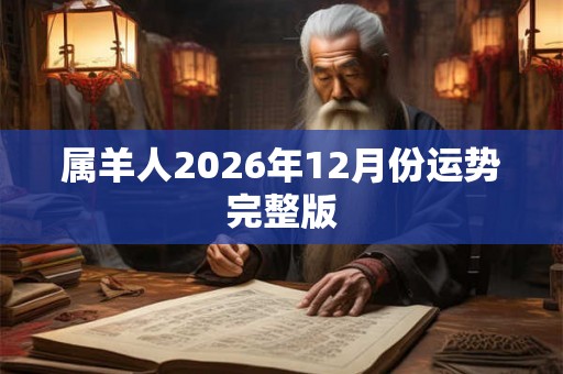属羊人2026年12月份运势完整版