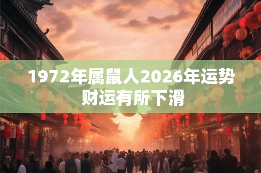1972年属鼠人2026年运势 财运有所下滑