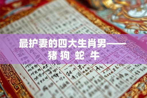 最护妻的四大生肖男—— 猪 狗  蛇  牛