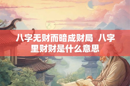 八字无财而暗成财局  八字里财财是什么意思
