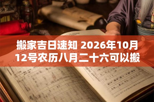 搬家吉日速知 2026年10月12号农历八月二十六可以搬家吗 搬家吉日速知 2026年10月12号农历八月二十六可以搬家吗