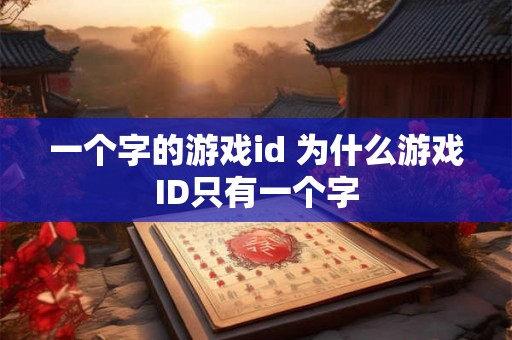 一个字的游戏id 为什么游戏ID只有一个字