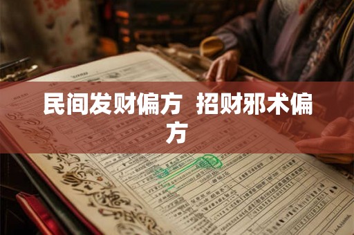 民间发财偏方  招财邪术偏方