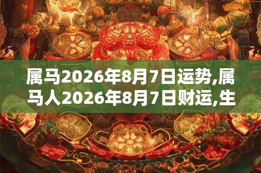 属马2026年8月7日运势,属马人2026年8月7日财运,生肖马2026年8月7日运势
