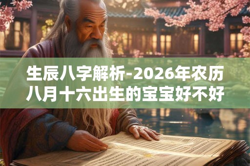 生辰八字解析-2026年农历八月十六出生的宝宝好不好