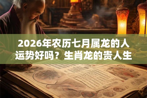 2026年农历七月属龙的人运势好吗？生肖龙的贵人生肖