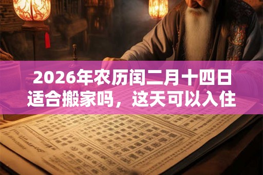 2026年农历闰二月十四日适合搬家吗,这天可以入住新房吗? 2026年农历闰二月十四日适合搬家吗,这天可以入住新房吗?