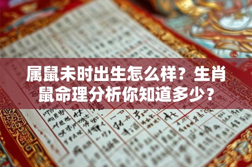 属鼠未时出生怎么样？生肖鼠命理分析你知道多少？
