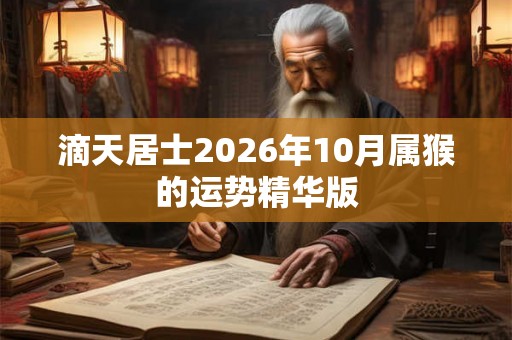 滴天居士2026年10月属猴的运势精华版