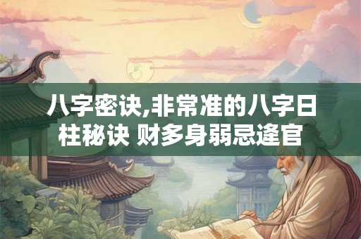 八字密诀,非常准的八字日柱秘诀 财多身弱忌逄官