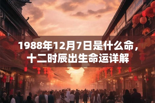 1988年12月7日是什么命，十二时辰出生命运详解