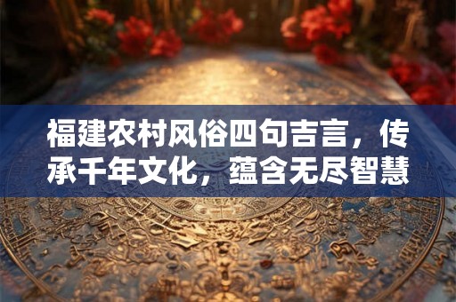 福建农村风俗四句吉言，传承千年文化，蕴含无尽智慧
