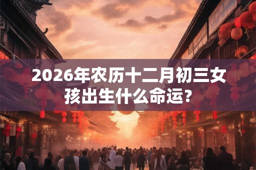 2026年农历十二月初三女孩出生什么命运？