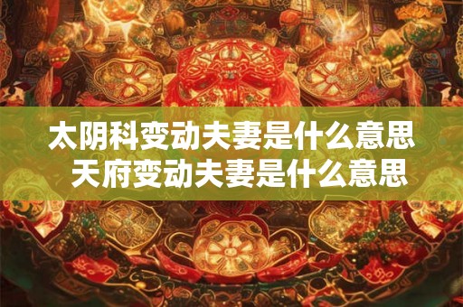 太阴科变动夫妻是什么意思  天府变动夫妻是什么意思