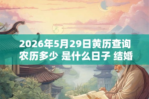 2026年5月29日黄历查询 农历多少 是什么日子 结婚吉时 2026年5月29日黄历查询 农历多少 是什么日子 结婚吉时
