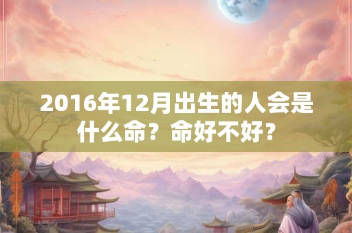 2016年12月出生的人会是什么命？命好不好？