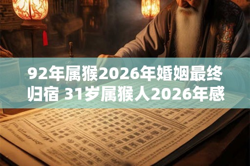92年属猴2026年婚姻最终归宿 31岁属猴人2026年感情运势