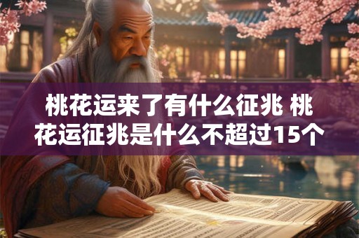 桃花运来了有什么征兆 桃花运征兆是什么不超过15个字