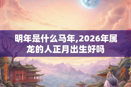 明年是什么马年,2026年属龙的人正月出生好吗