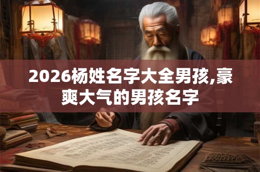 2026杨姓名字大全男孩,豪爽大气的男孩名字