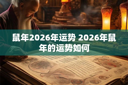 鼠年2026年运势 2026年鼠年的运势如何