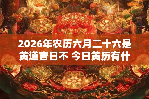 2026年农历六月二十六是黄道吉日不 今日黄历有什么宜忌