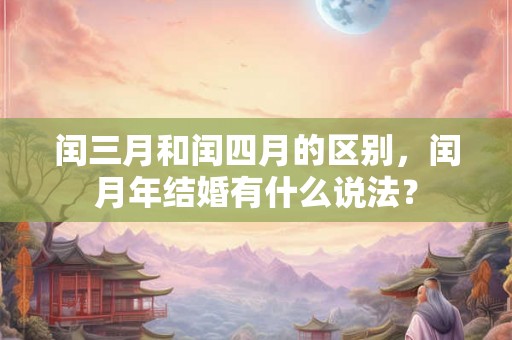 闰三月和闰四月的区别,闰月年结婚有什么说法? 闰三月和闰四月的区别,闰月年结婚有什么说法?