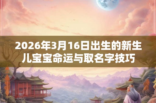 2026年3月16日出生的新生儿宝宝命运与取名字技巧
