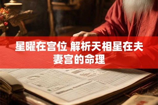 星曜在宫位 解析天相星在夫妻宫的命理