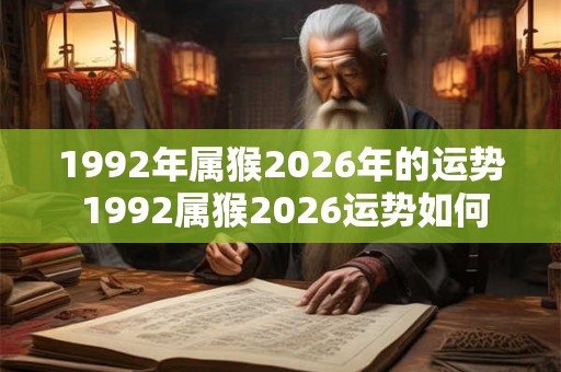 1992年属猴2026年的运势 1992属猴2026运势如何