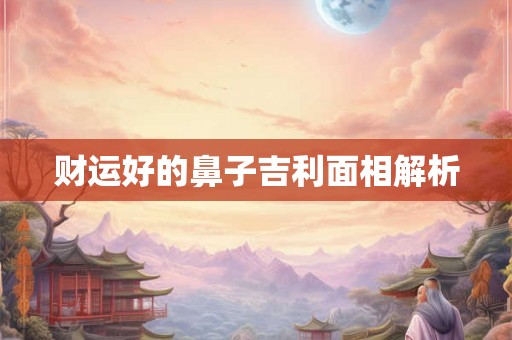 财运好的鼻子吉利面相解析